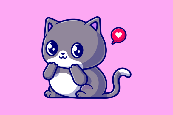 Download Cute Shy Cat Cartoon Illustration - Premium Resources